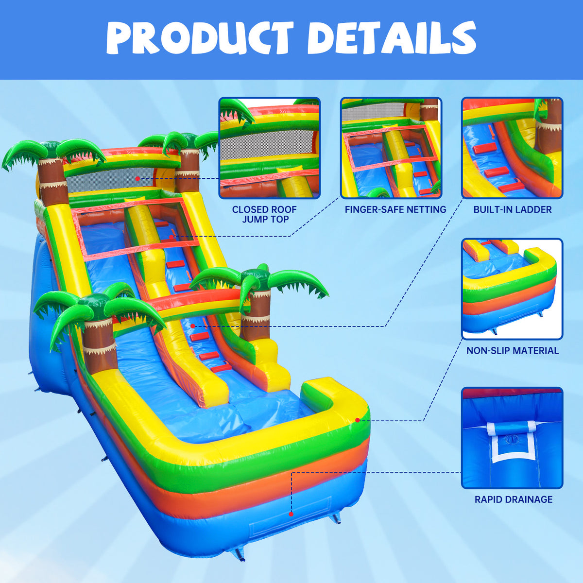 Big Wave Inflatables BIG WAVE - 13FT Tropical Paradise Wet/Dry Water Slide – BIG WAVE ...