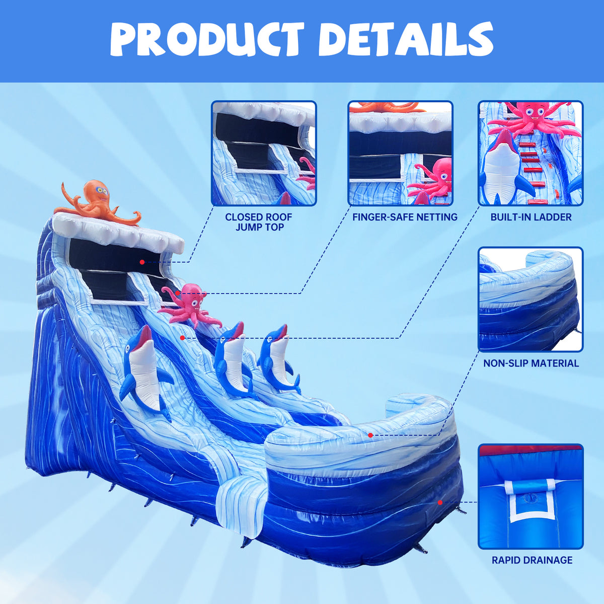Big Wave Inflatable BIG WAVE - 22FT Ocean Creature Wet/Dry Water Slide - 11192 – BIG WAVE ...