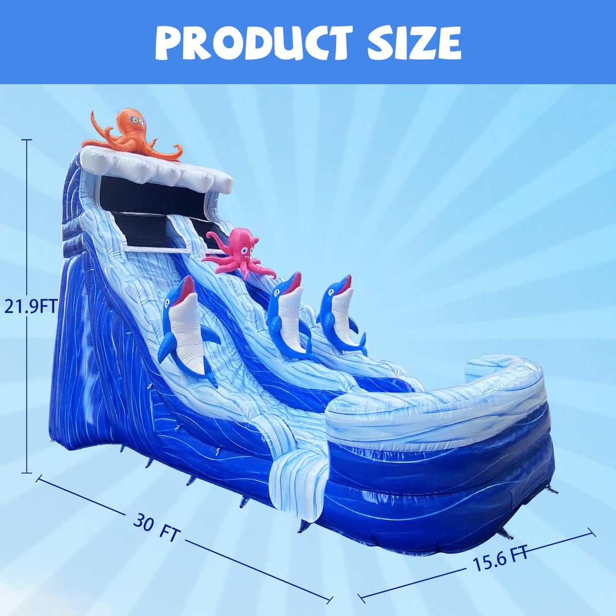 Big Wave Inflatables BIG WAVE - 22FT Ocean Creature Wet/Dry Water Slide - 11192 – BIG WAVE ...
