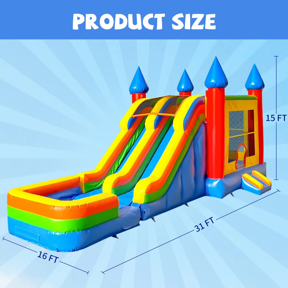 Big Wave Inflatables BIG WAVE - 15FT Rainbow Adventure Bounce Combo – BIG WAVE INFLATABLES