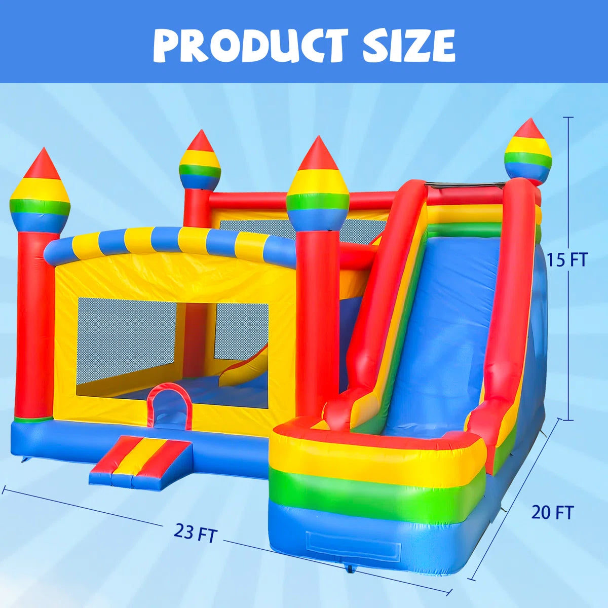 Big Wave Inflatables BIG WAVE - 15FT Rainbow Castle Inflatable Combo – BIG WAVE INFLATABLES