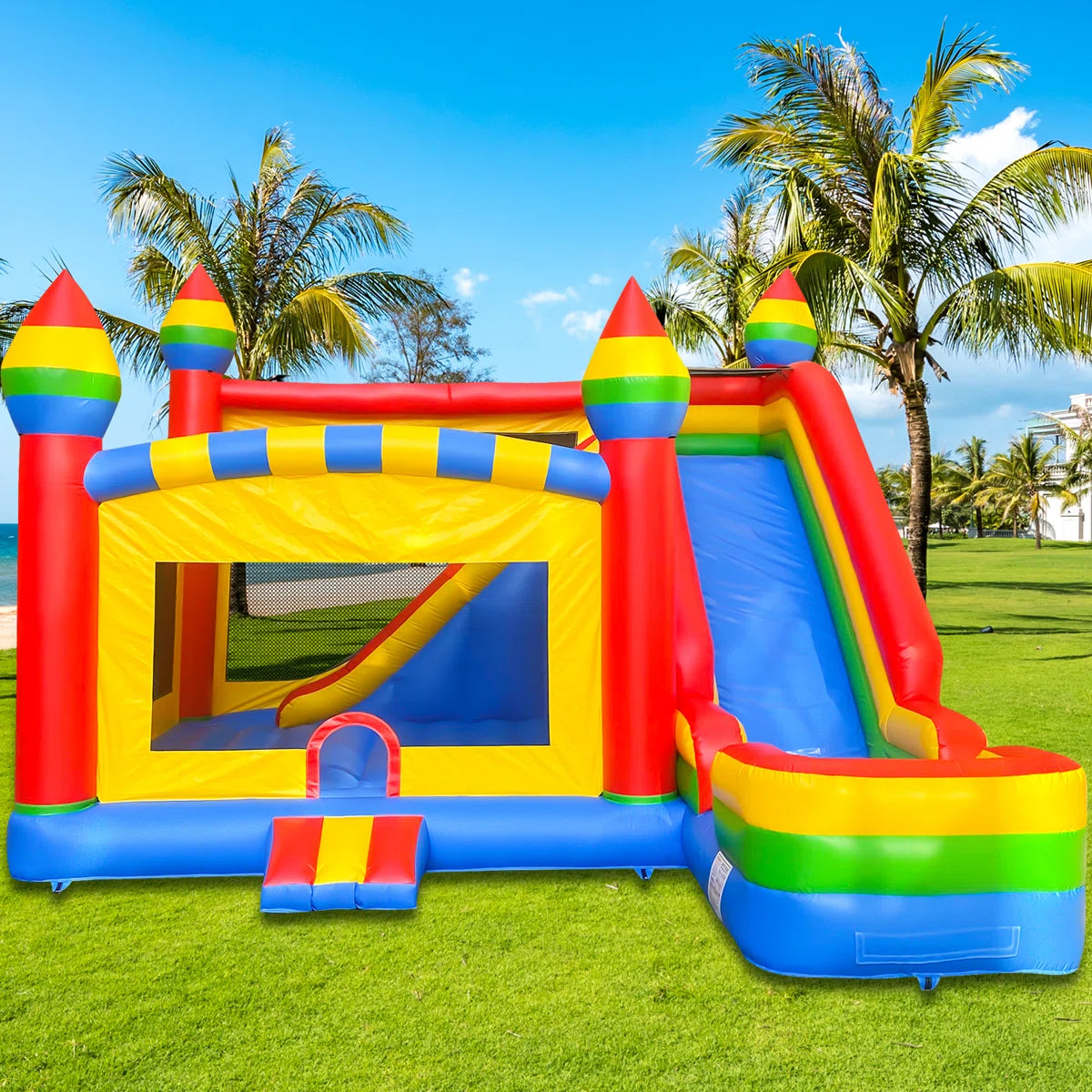 Big Wave Inflatables BIG WAVE - 15FT Rainbow Castle Inflatable Combo – BIG WAVE INFLATABLES